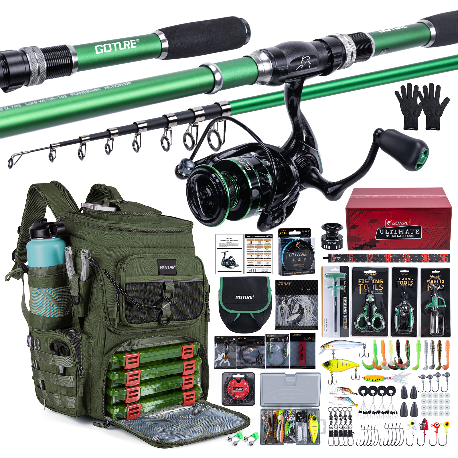 Men Accessories Combo Gift - Goture Fishing Rod Backpack Set with