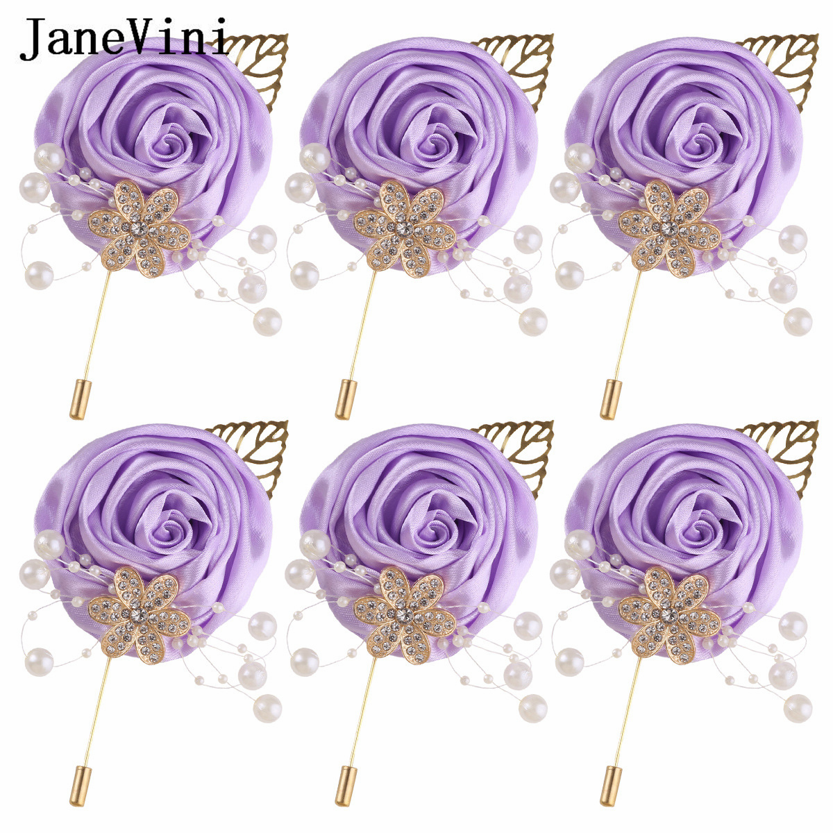 Men'S Accessories Best - JaneVini 6pc Light Purple Groom Boutonniere