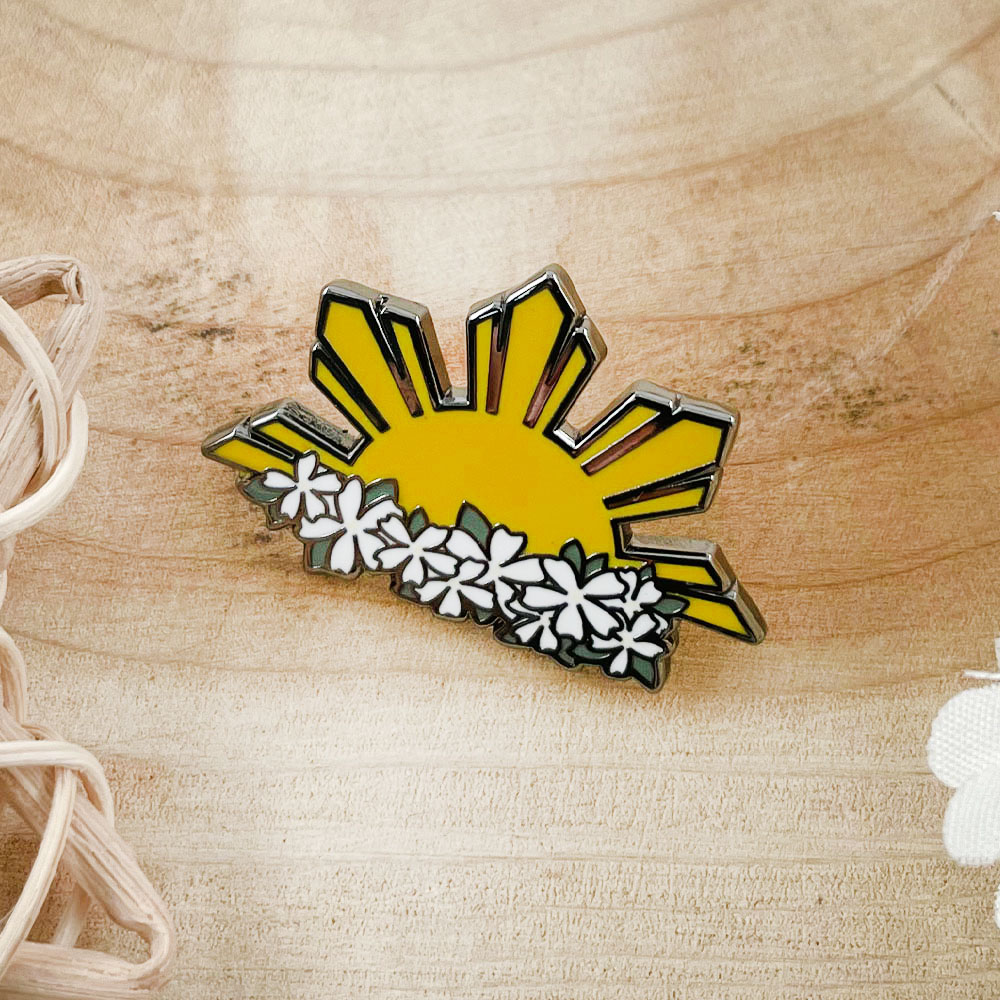 Men'S Accessories Philippines - Philippine Sun and Sampaguita Flower Brooch