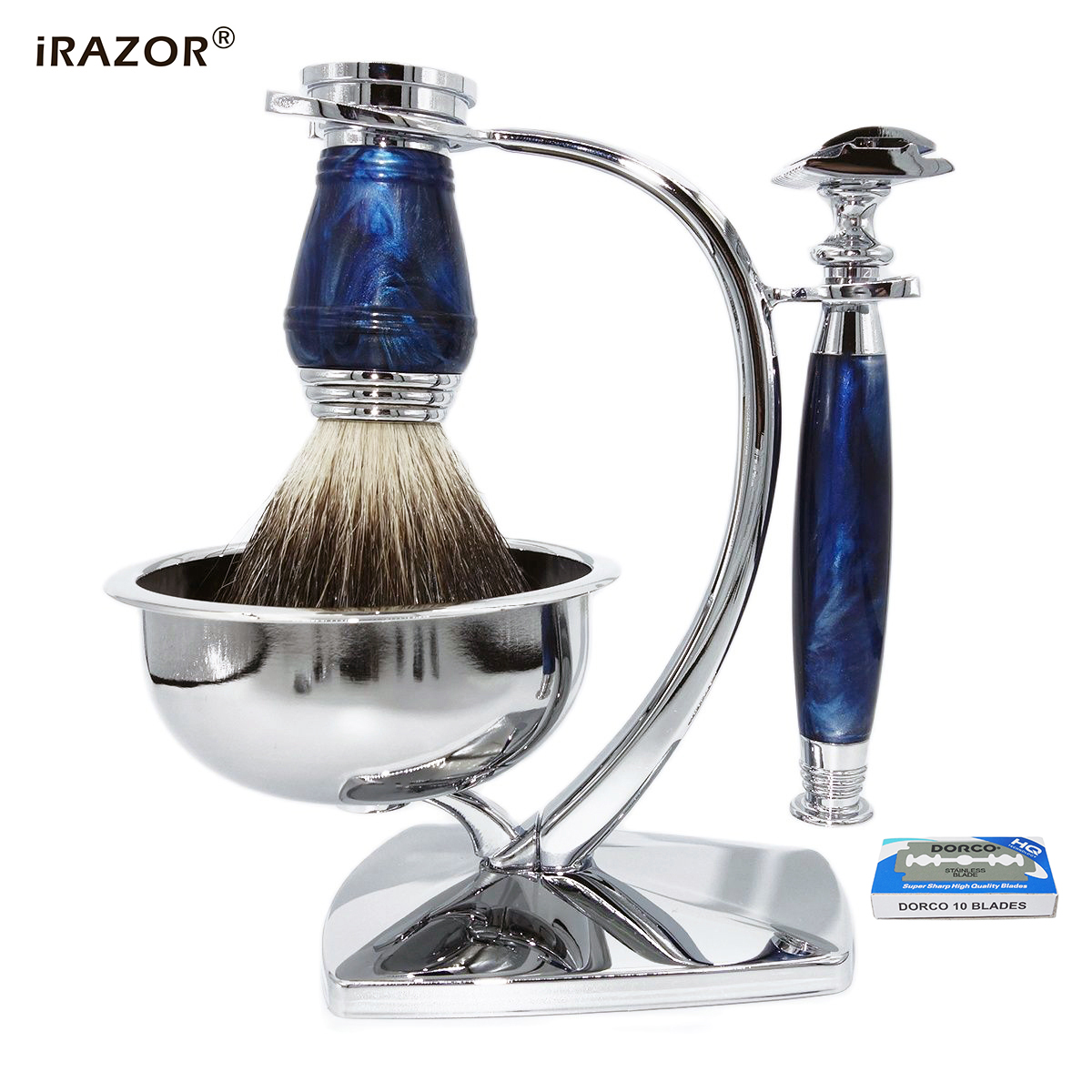 Men Accessories Combo Gift - iRAZOR Royalblue Safety Razor Shaving Kit