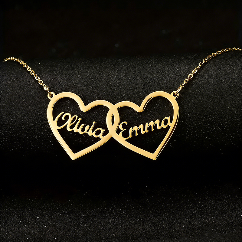 Custom Double Hearts Two Name  – обзор и цена Men Accessories Neck Chain