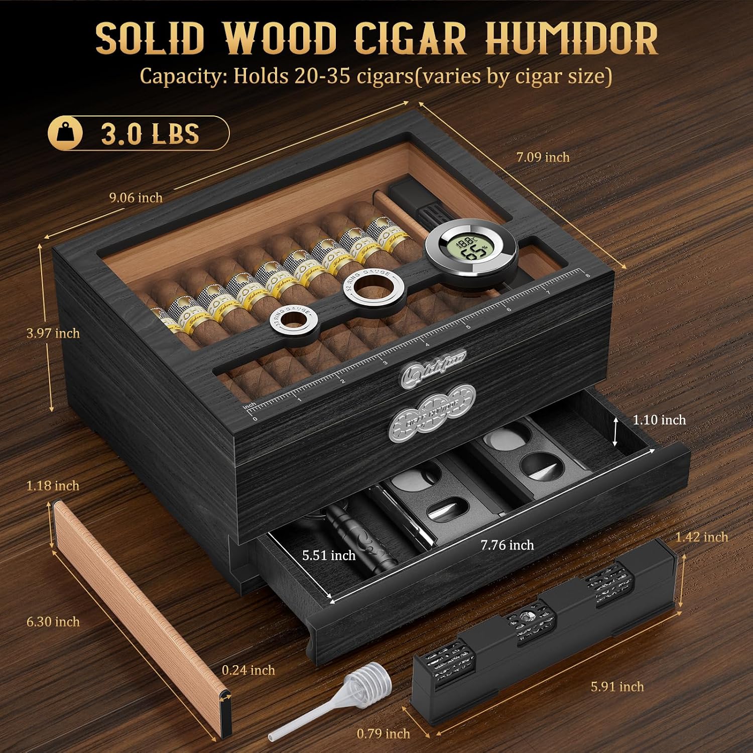 Cedar Wood Cigar Humidor Box w – обзор и цена Men Accessories Drawer