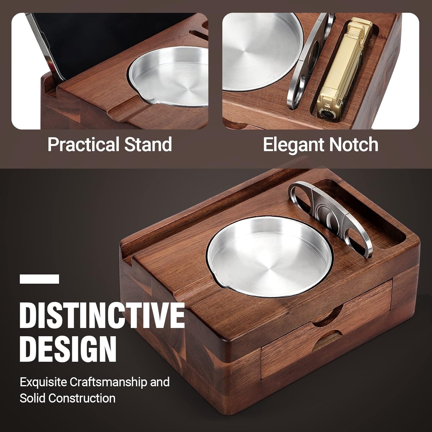 Wooden Ashtrays with Phone Tab – обзор и цена Men Accessories Drawer