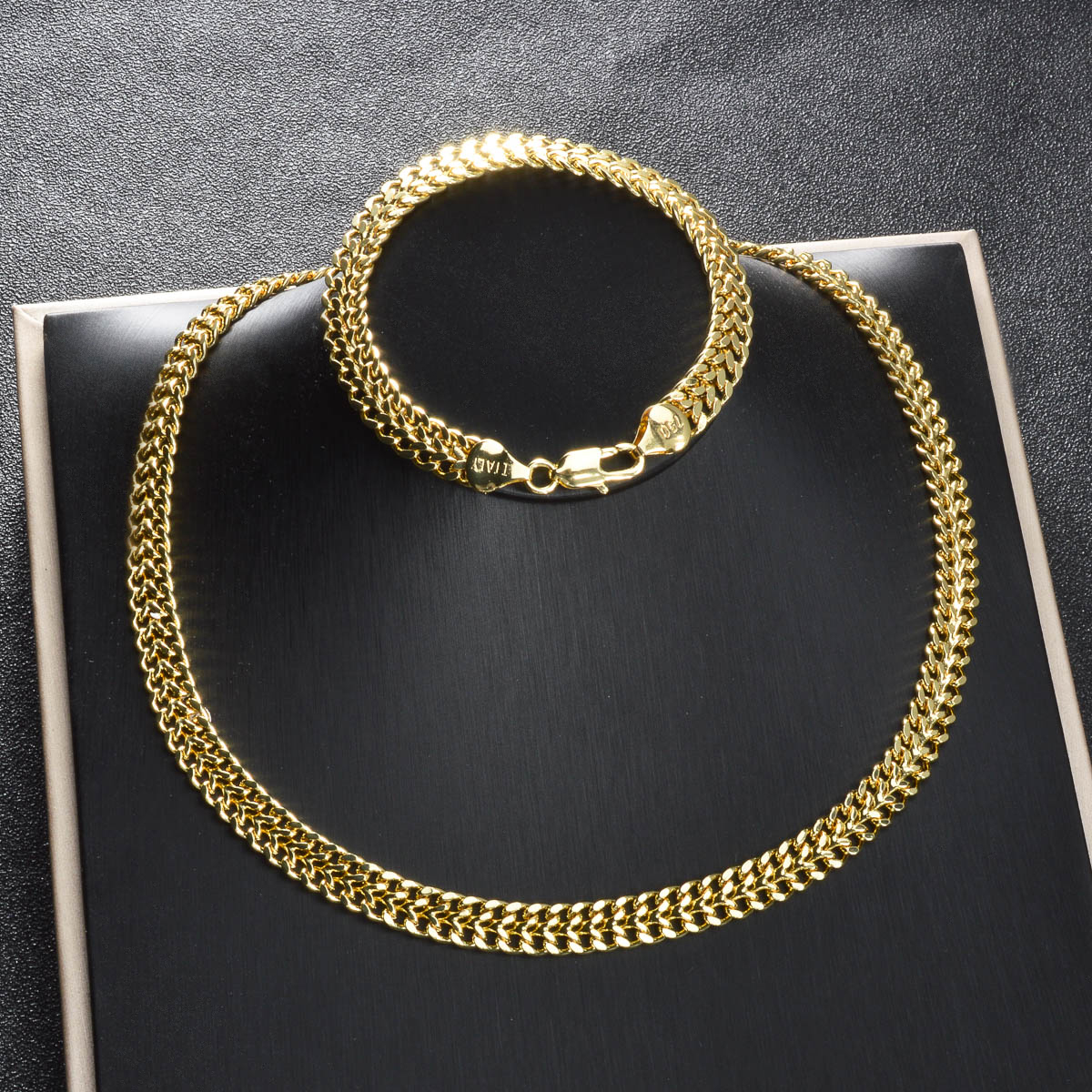 Curb Chain Jewelry Set 14K Gol – обзор и цена Men Accessories Combo Gift