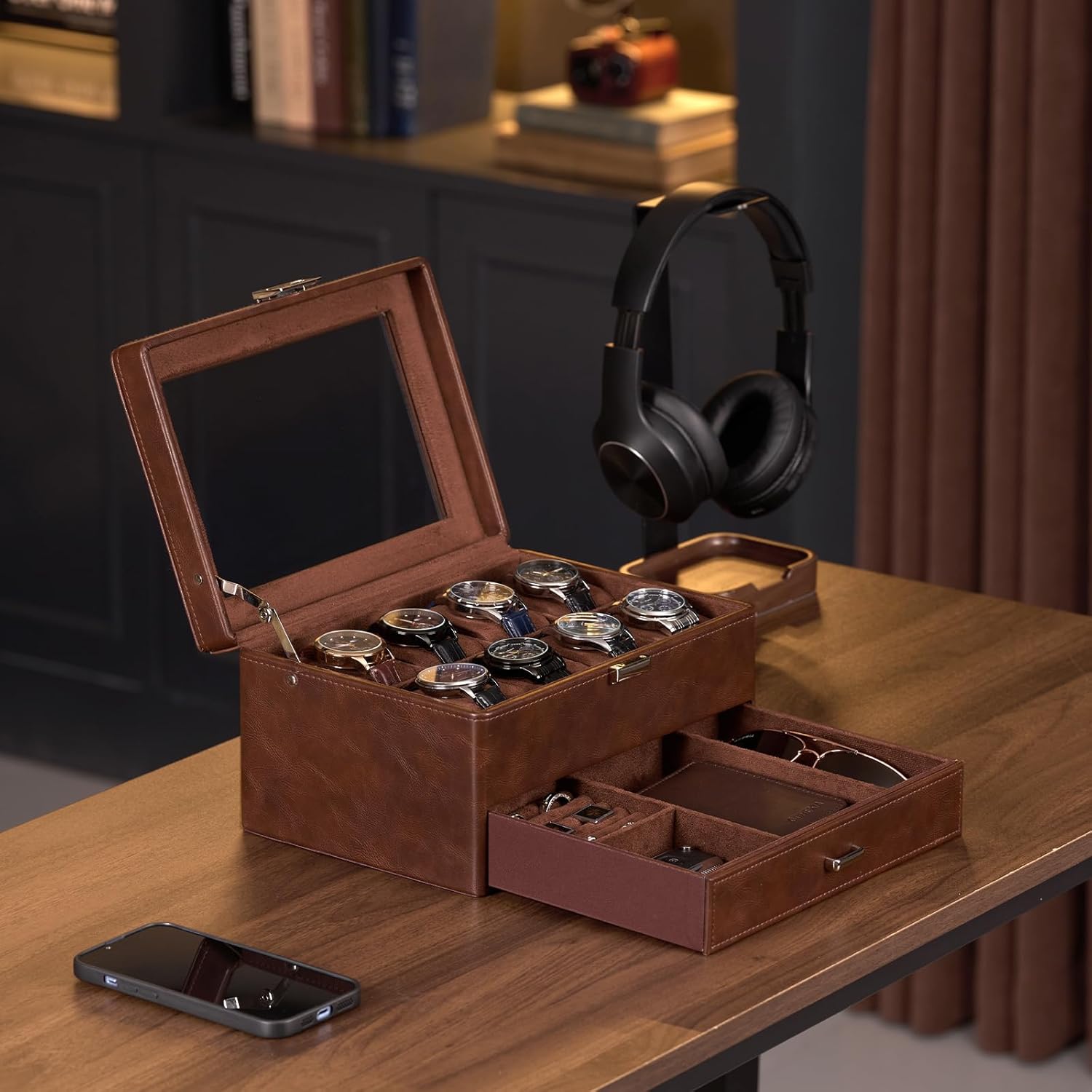 Watch Box for Men with Glass L – обзор и цена Men Accessories Drawer