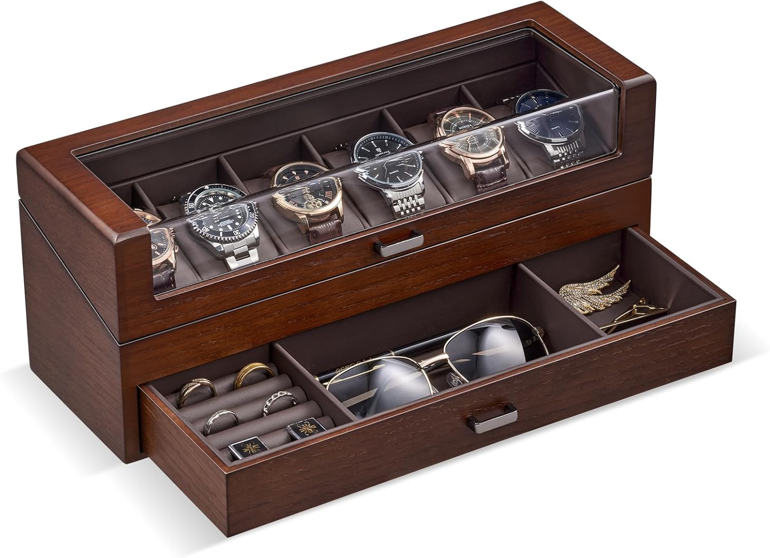 Wooden Watch Box for Men, 6-Sl – обзор и цена Men Accessories Drawer