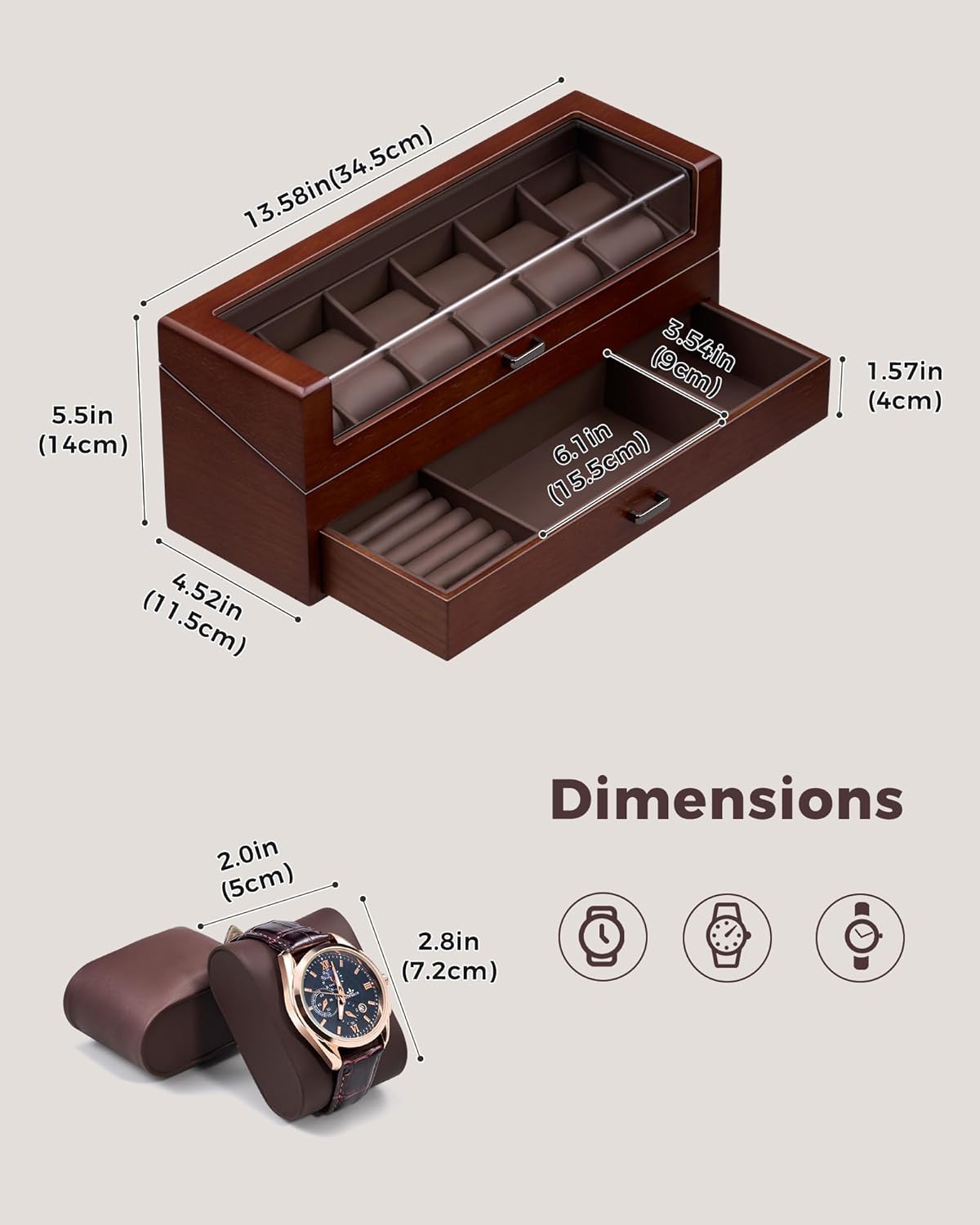 Wooden Watch Box for Men, 6-Sl – обзор и цена Men Accessories Drawer