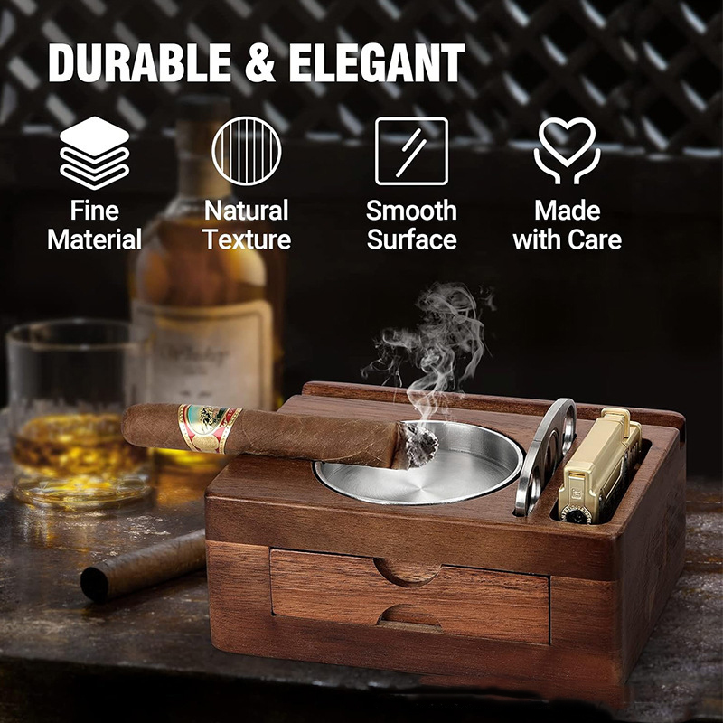Wooden Cigar Ashtray Set Ashtr – обзор и цена Men Accessories Drawer